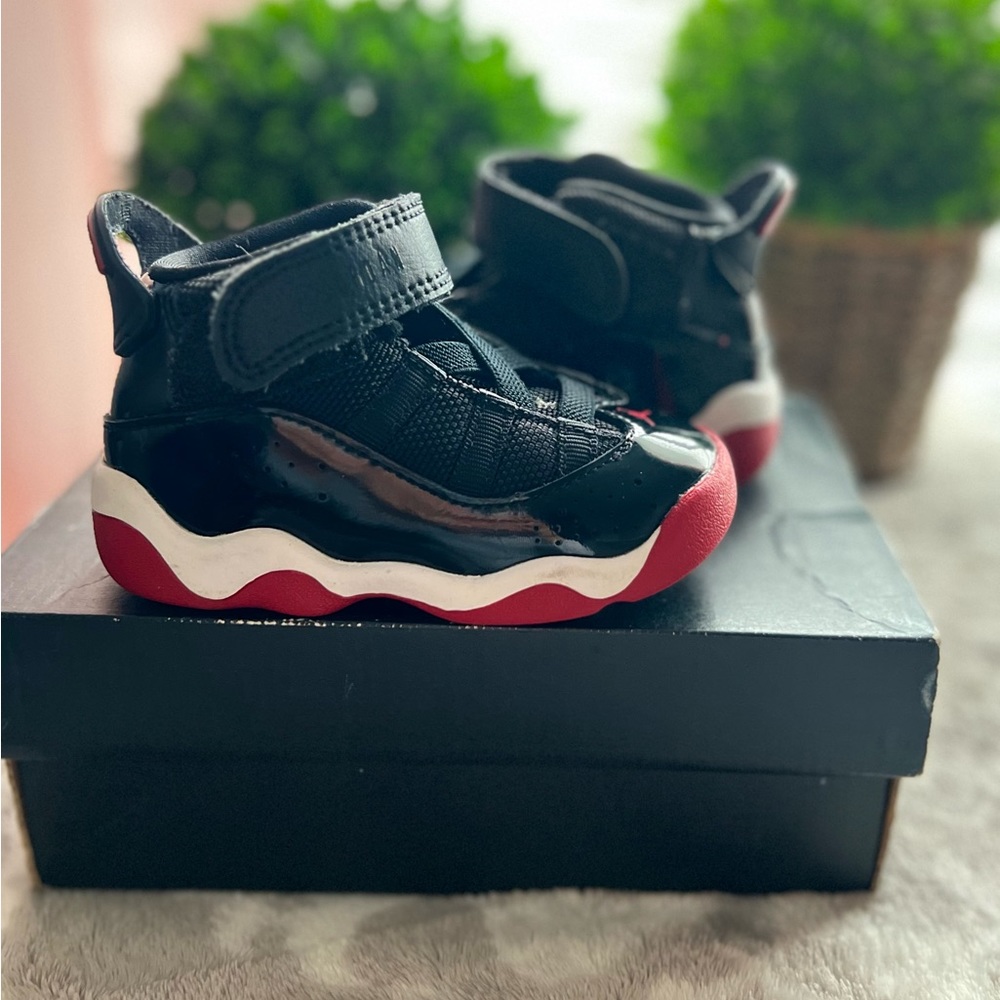 Jordan 6 Rings size 5c Black/varsity red and white